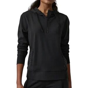 Women's XL Athleta Venice Moto Hoodie 1/2 Zip Black Hooded Pullover Sweatshirt